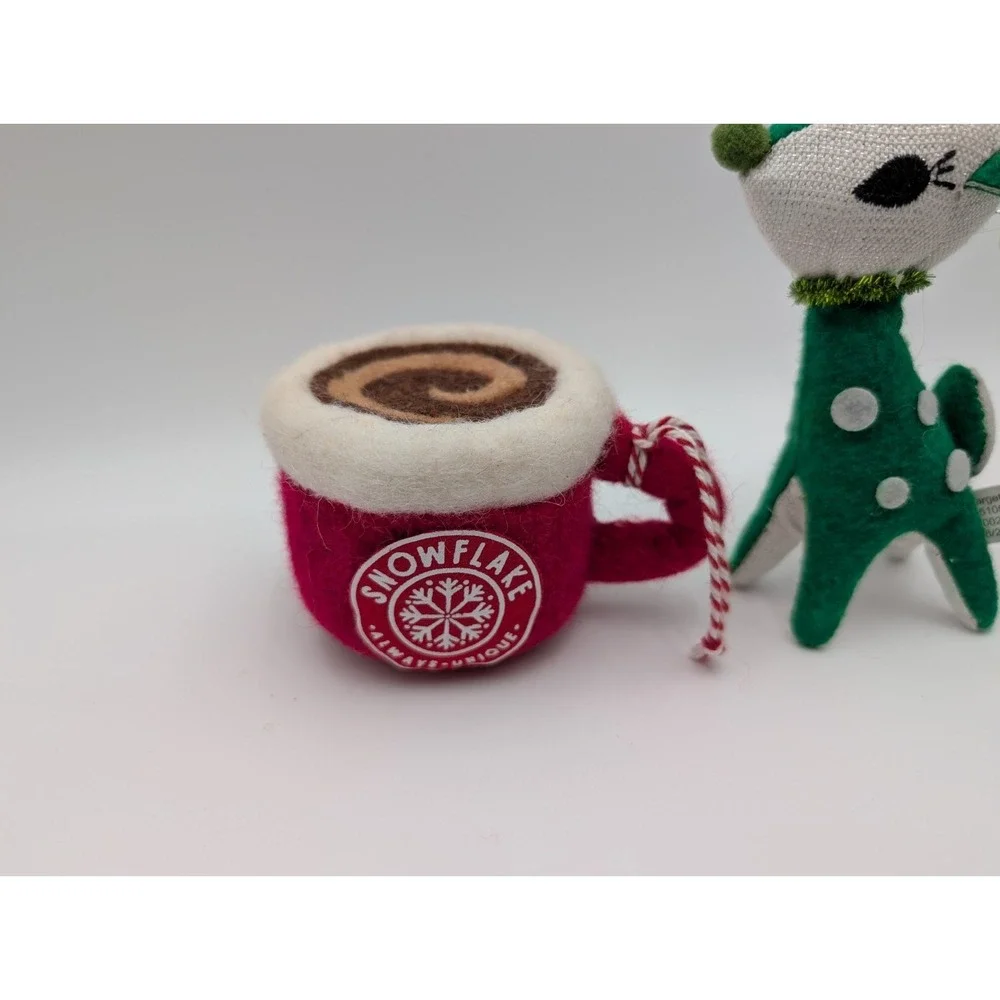 Target Cloth Christmas Ornament Lot Santa Clais Elf Reindeer Felted Wool‎